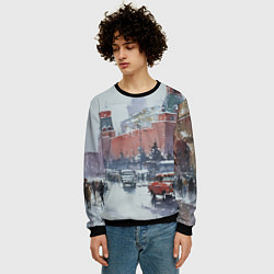Свитшот мужской Старинная Москва - новый год, цвет: 3D-черный — фото 2