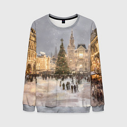 Свитшот мужской Новогодние гуляния в Москве, цвет: 3D-меланж