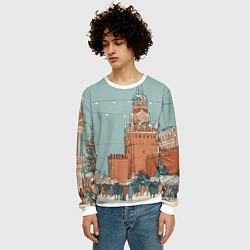 Свитшот мужской Праздничная атмосфера на новый год, цвет: 3D-белый — фото 2