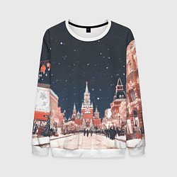 Свитшот мужской Праздничная ночь в Москве, цвет: 3D-белый