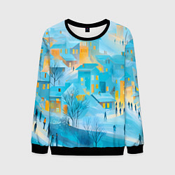 Свитшот мужской Новогодние Московские домики, цвет: 3D-черный