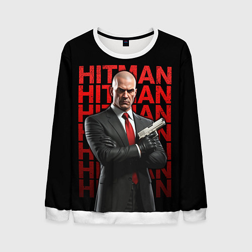 Мужской свитшот Хитман скрестив руки / 3D-Белый – фото 1