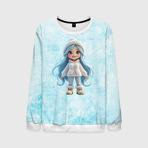 Мужской свитшот Девочка-зима / 3D-Белый – фото 1