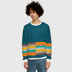 Свитшот мужской Индиго и шумовой градиент заката с текстурой, цвет: 3D-белый — фото 2