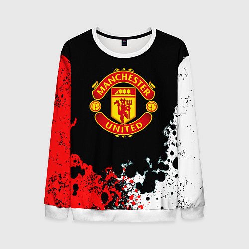 Мужской свитшот Манчестер Юнайтед краски абстрактные / 3D-Белый – фото 1
