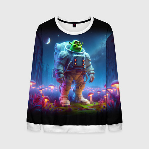 Мужской свитшот Шрек бравый космонавт - неоновое свечение / 3D-Белый – фото 1