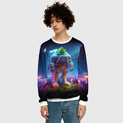 Свитшот мужской Шрек бравый космонавт - неоновое свечение, цвет: 3D-белый — фото 2