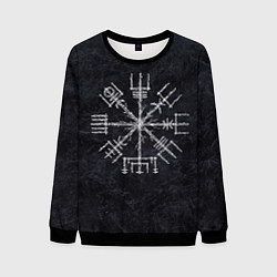 Свитшот мужской Мистический компас рун вегвизир, цвет: 3D-черный