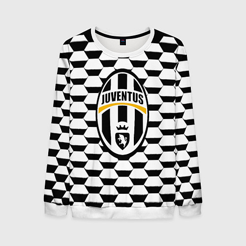 Мужской свитшот Juventus геометрия черно белая / 3D-Белый – фото 1