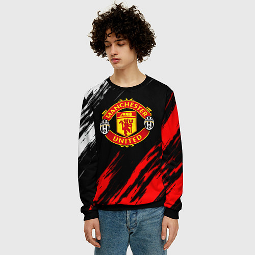 Мужской свитшот Манчестер Юнайтед x Ювентус краски / 3D-Черный – фото 3