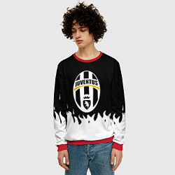 Свитшот мужской Ювентус белый огонь текстура, цвет: 3D-красный — фото 2