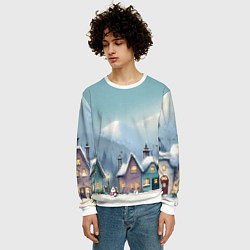 Свитшот мужской Новогодние дома, цвет: 3D-белый — фото 2