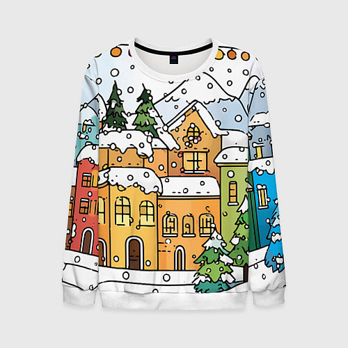 Мужской свитшот Новогодний снегопад / 3D-Белый – фото 1