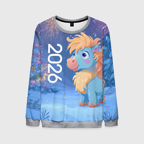 Мужской свитшот Милая лошадка 2026 / 3D-Меланж – фото 1