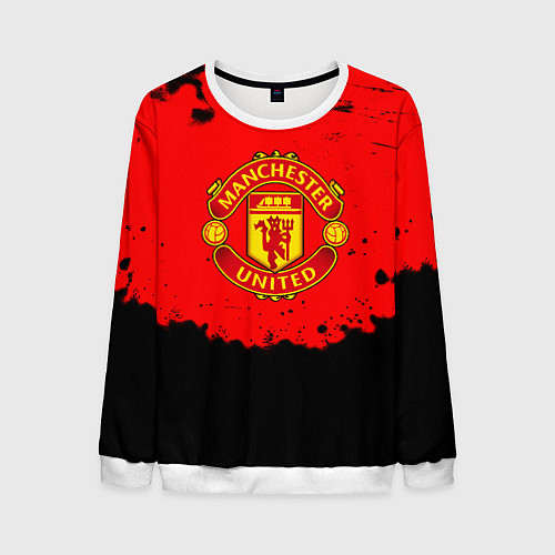 Мужской свитшот Манчестер Юнайтед краски брызги / 3D-Белый – фото 1