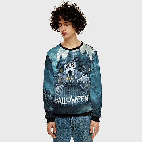 Мужской свитшот Дух у замка / 3D-Черный – фото 3