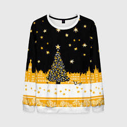 Мужской свитшот Новый год в черно-желтом стиле