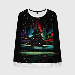 Мужской свитшот Новый год на черном фоне