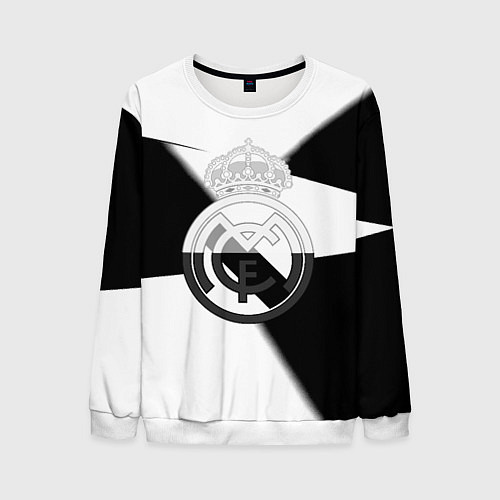 Мужской свитшот Реал Мадрид геометрия полосы / 3D-Белый – фото 1