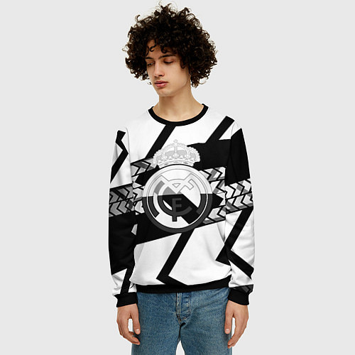 Мужской свитшот Реал Мадрид краски полосы / 3D-Черный – фото 3