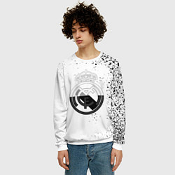 Свитшот мужской Реал Мадрид черно белые краски, цвет: 3D-белый — фото 2