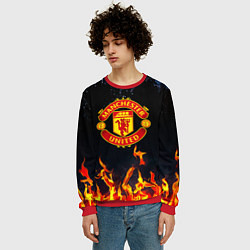 Свитшот мужской Манчестер Юнайтед лёд и огонь, цвет: 3D-красный — фото 2