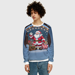 Свитшот мужской Санта с мешком подарков, цвет: 3D-белый — фото 2