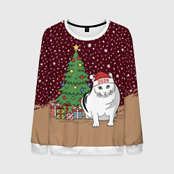 Мужской свитшот Кот Бендер и ёлка