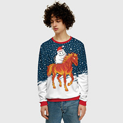 Свитшот мужской Кот Бендер и огненный конь - 2026, цвет: 3D-красный — фото 2