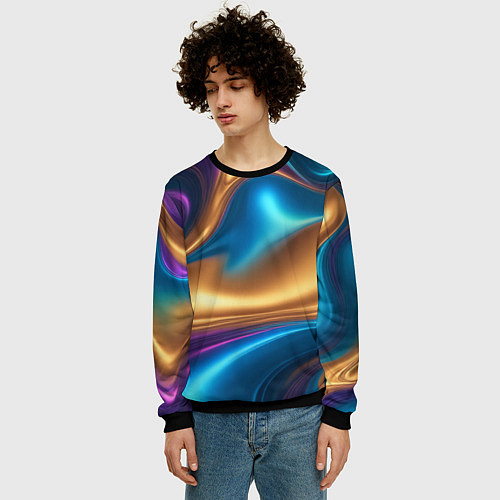 Мужской свитшот Сплавы разноцветные / 3D-Черный – фото 3