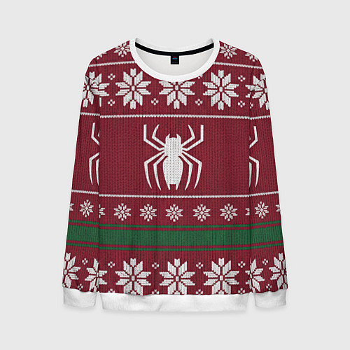 Мужской свитшот Рождественский свитер Человека паука / 3D-Белый – фото 1