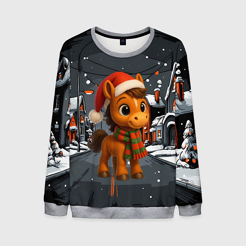 Мужской свитшот Новогодняя лошадка 2026 год / 3D-Меланж – фото 1