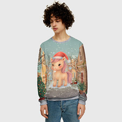 Свитшот мужской Маленькая новогодняя милая лошадка, цвет: 3D-меланж — фото 2