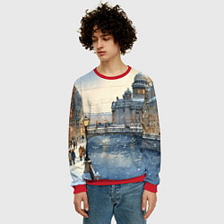 Свитшот мужской Санкт-Петербург снежный день, цвет: 3D-красный — фото 2