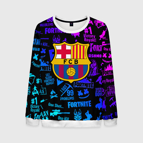 Мужской свитшот Barcelona x fortnite neon / 3D-Белый – фото 1