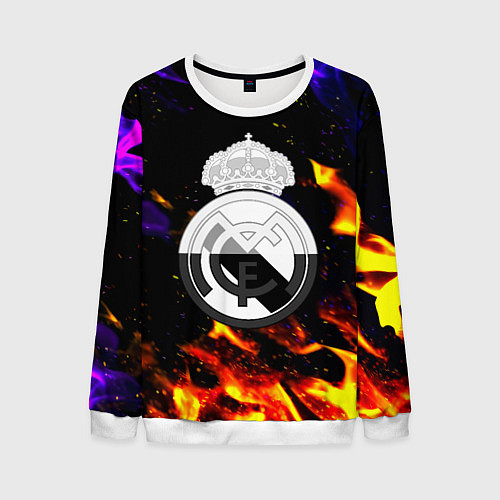 Мужской свитшот Реал Мадрид огонь текстура / 3D-Белый – фото 1
