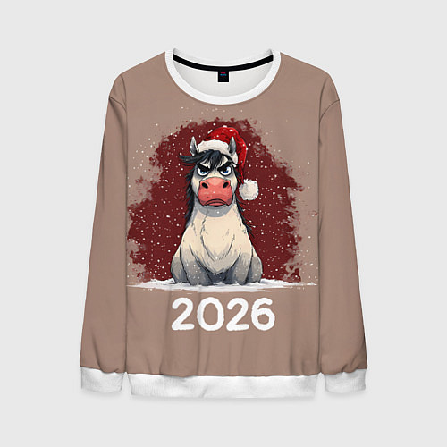 Мужской свитшот Сердитая лошадка 2026 / 3D-Белый – фото 1