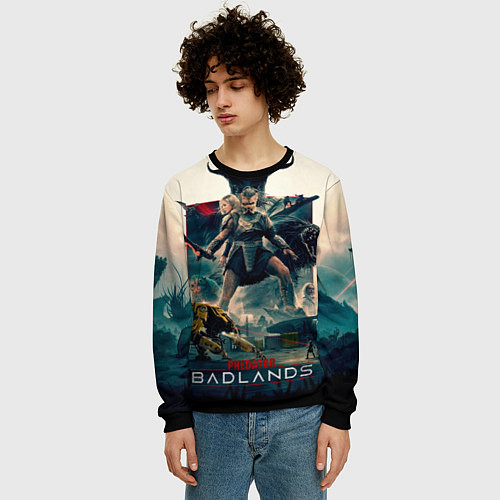 Мужской свитшот Персонажи из Хищник планета смерти / 3D-Черный – фото 3