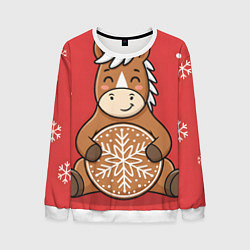 Мужской свитшот Новогодняя лошадка с печенькой