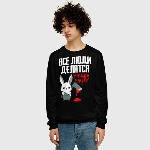 Мужской свитшот Мизантроп кролик с топором / 3D-Черный – фото 3