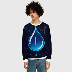 Свитшот мужской Киберкапля группа крови I, цвет: 3D-белый — фото 2