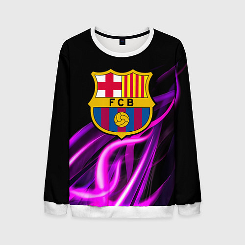Мужской свитшот Барселона неоновый огонь текстура / 3D-Белый – фото 1