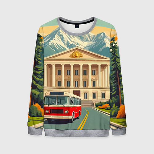 Мужской свитшот Классика у подножия гор / 3D-Меланж – фото 1