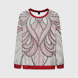 Свитшот мужской Нежно розовый орнамент из перьев, цвет: 3D-красный