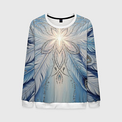 Свитшот мужской Ледяной перьевой орнамент со светом, цвет: 3D-белый
