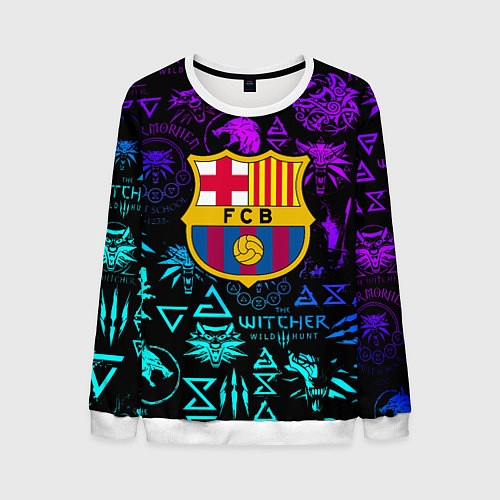 Мужской свитшот Barcelona x the Witcher / 3D-Белый – фото 1