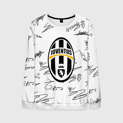 Мужской свитшот Ювентус автографы текстура / 3D-Белый – фото 1