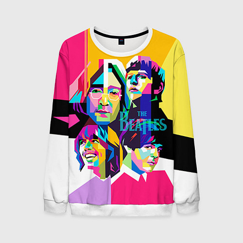 Мужской свитшот The Beatles: Poly-art / 3D-Белый – фото 1