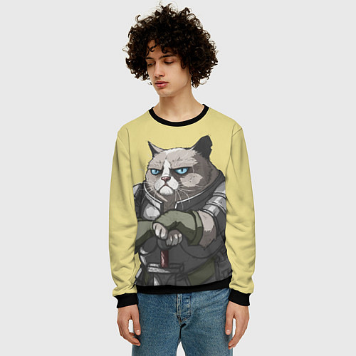 Мужской свитшот Кот / 3D-Черный – фото 3