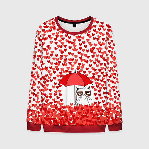 Мужской свитшот Сердцепад и сердитый кот / 3D-Красный – фото 1